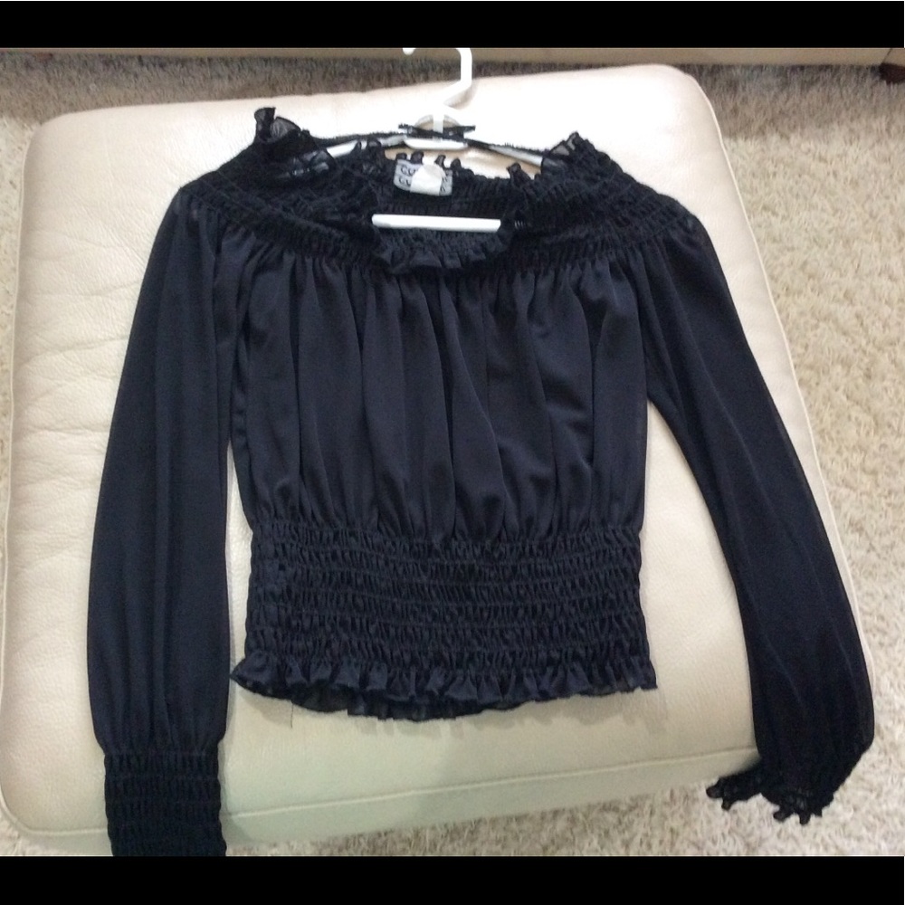 Ladies Sheer Cold Shoulder Blouse